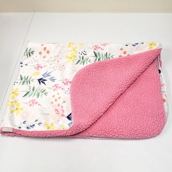 Cloud Island Floral Pink Baby Blanket Wildflowers 30x39 Sherpa - Picture 1 of 7